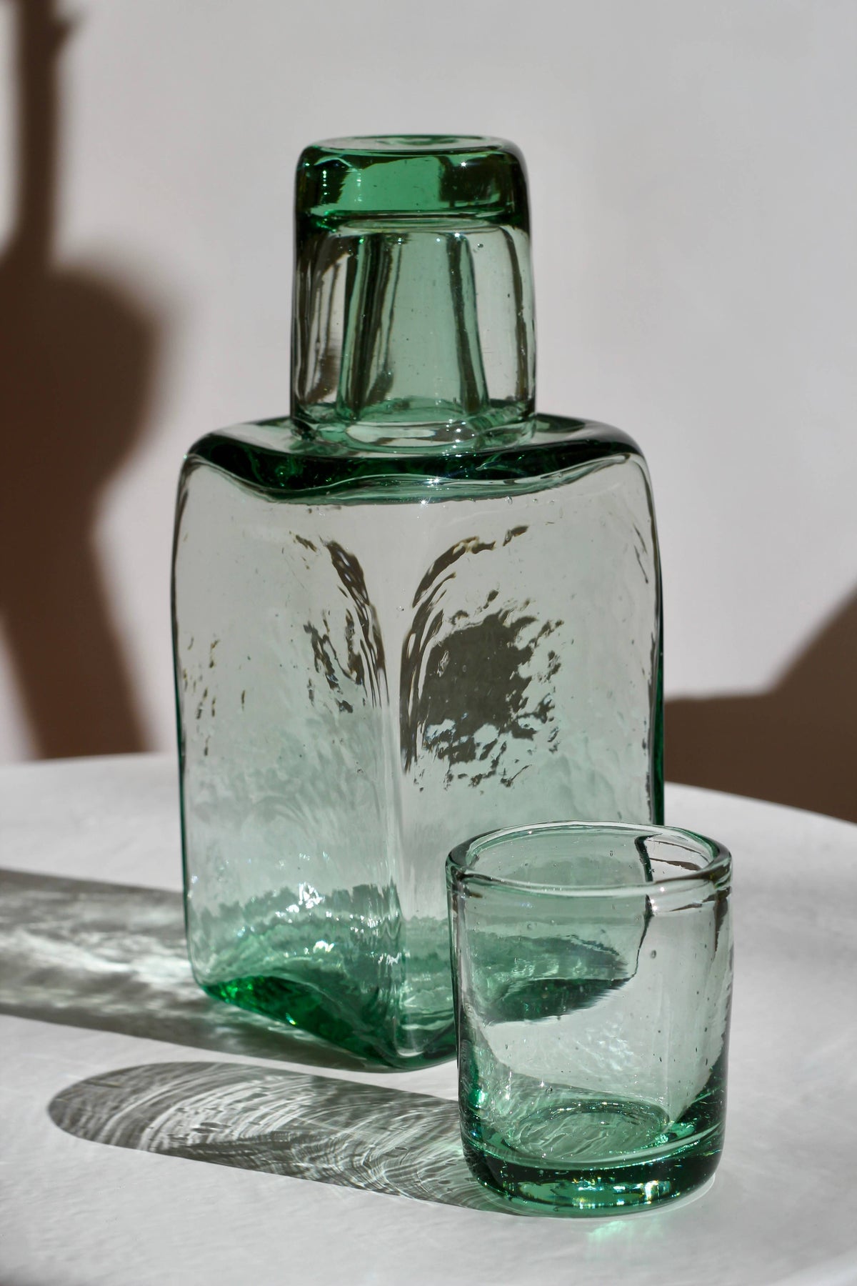 Bedside Carafe Set - Handblown, Recycled Glass