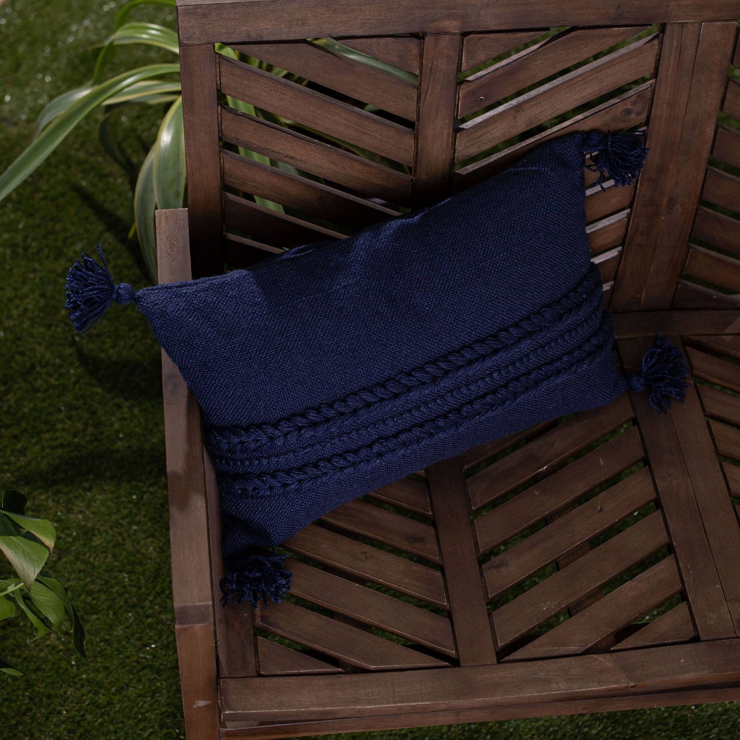Kelly Navy Braided Stripe 14x22 Outdoor Indoor Pillow
