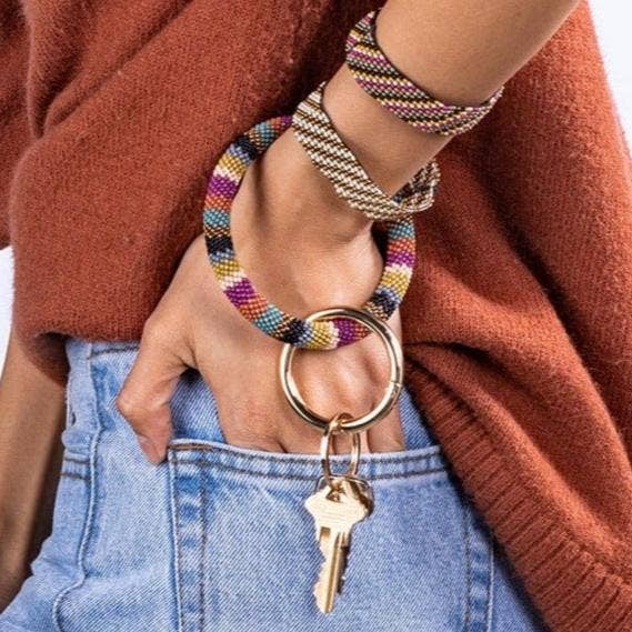 Chloe Stripe Key Ring Muted Wholesale