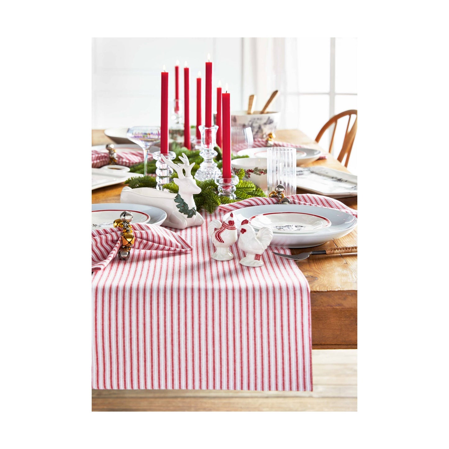 Red White Ticking Stripe Napkin Set of 4