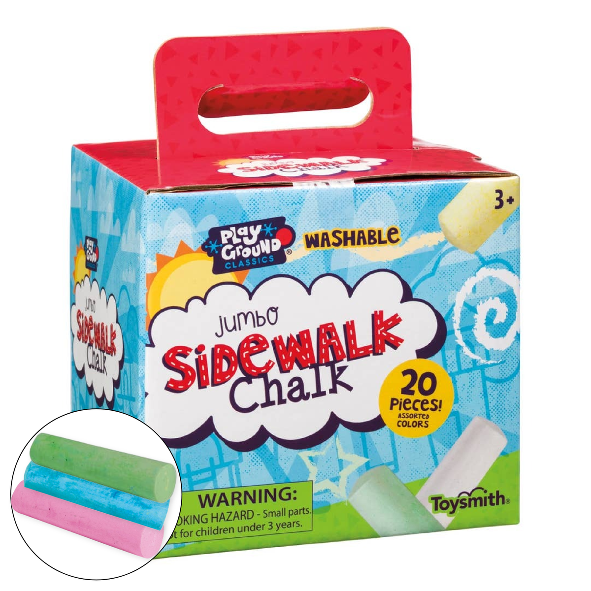 Playground Classics Jumbo Sidewalk Chalk, Assorted Colors