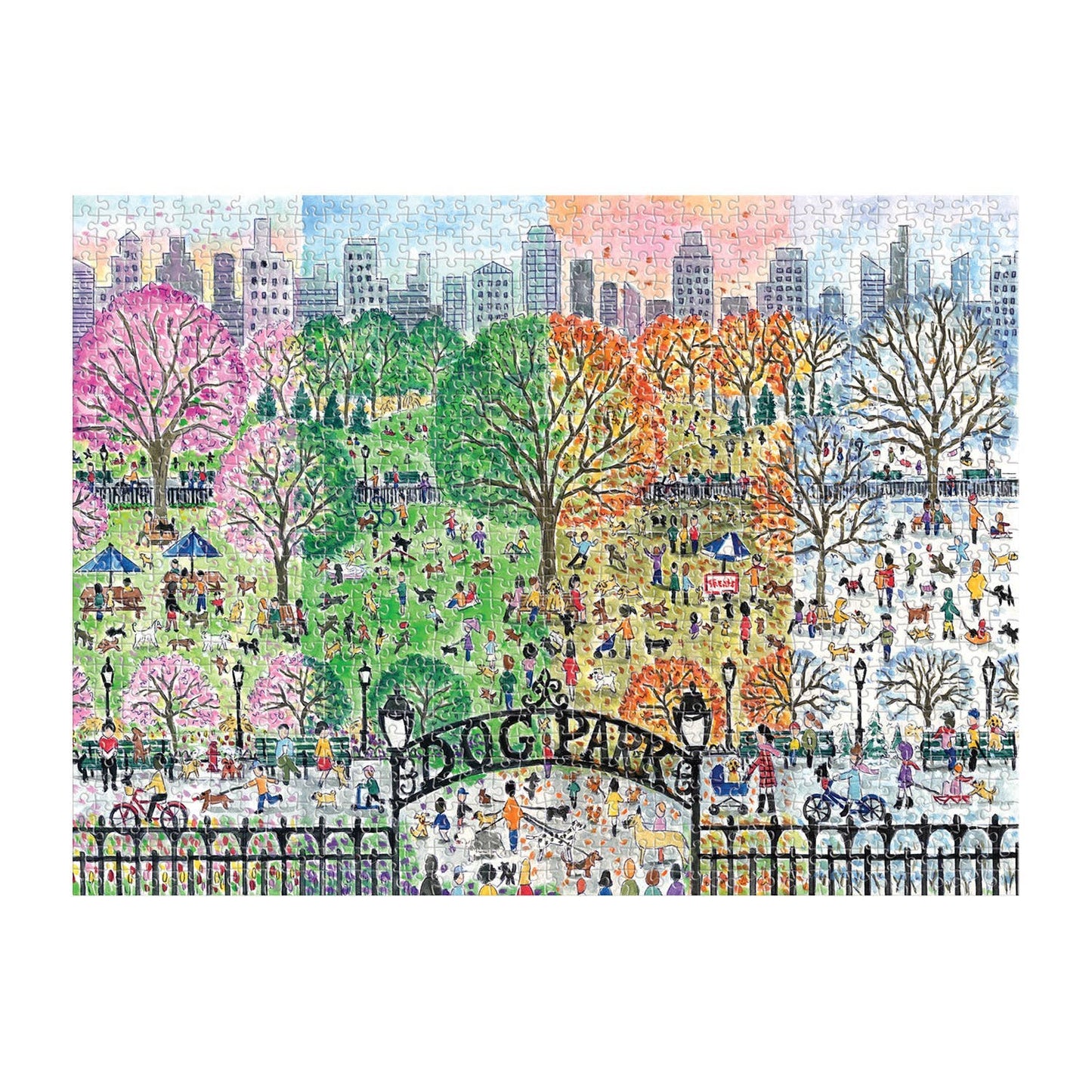 Michael Storrings Dog Park in Four Seasons 1000 Piece Puzzle