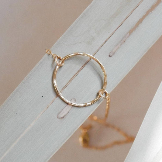 Hammered Open Ring Pendant Necklace, 14k Gold Fill & Silver