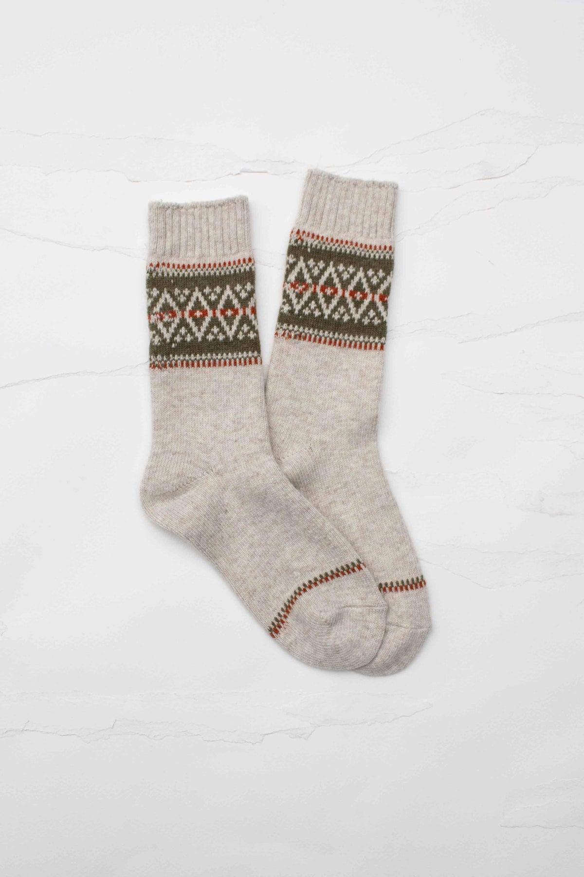 Vintage Nordic Fair Isle Wool & Cashmere Blend Crew Socks