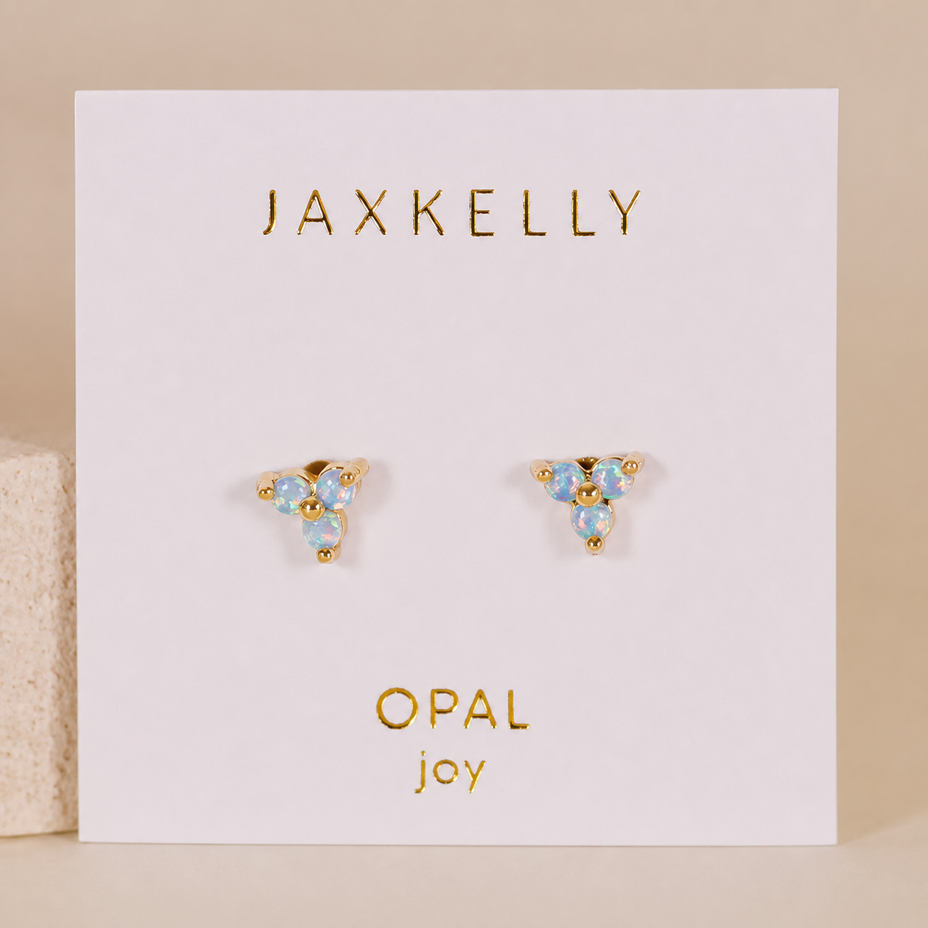 Trio Cluster Gold Earrings - Fire Opal