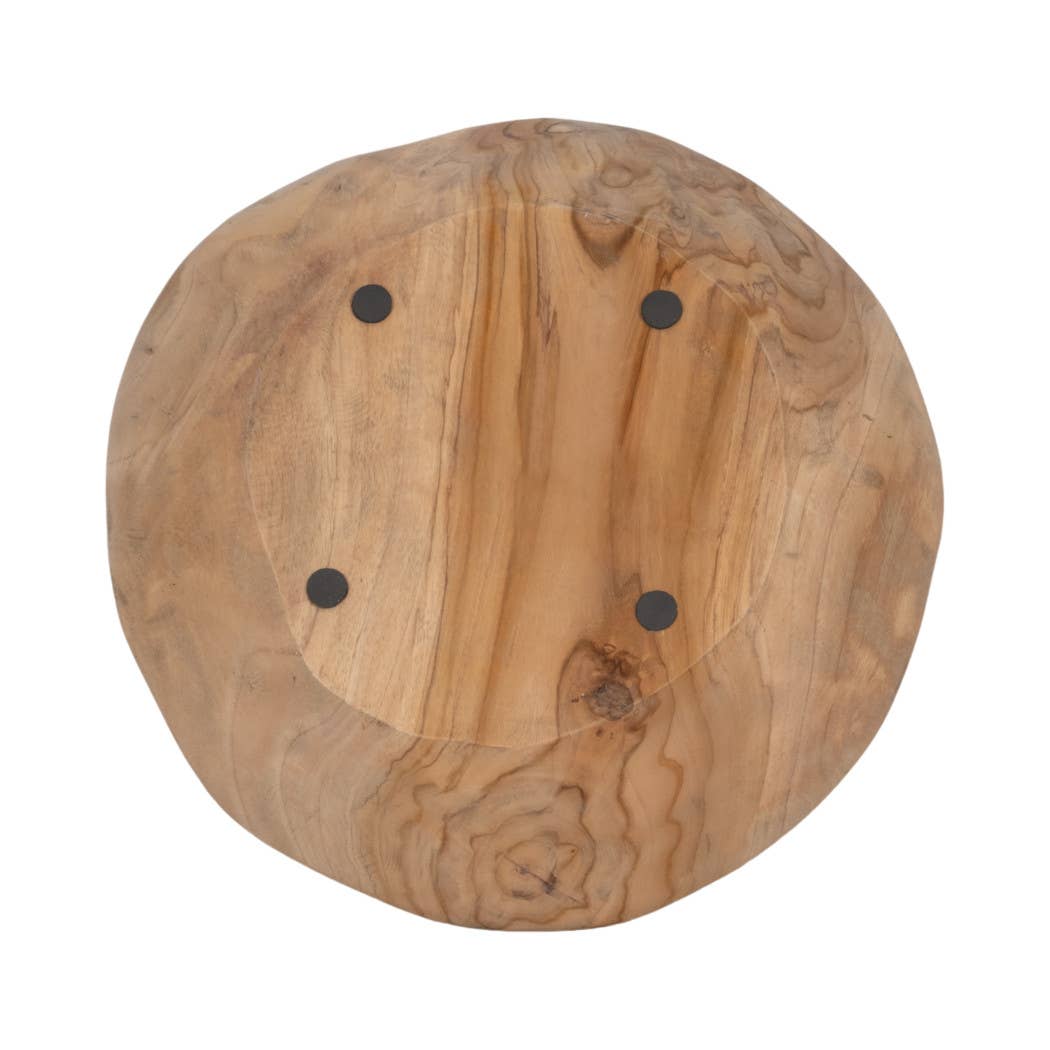 Decorative Bowl - Brown Teak Wood Round Organic, 16 in.