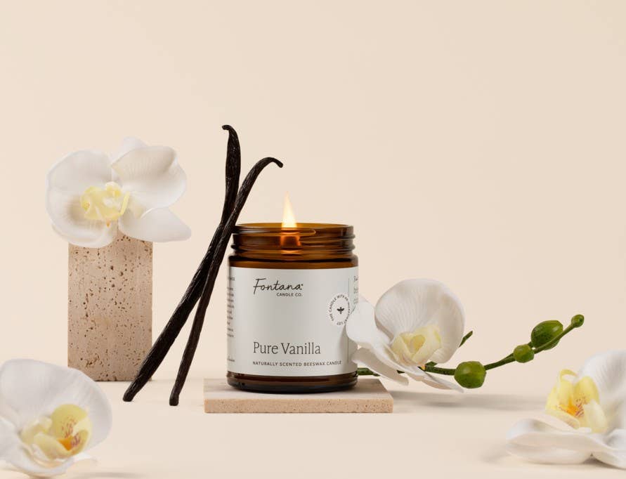 Pure Vanilla Essential Oil Beeswax Jar Candle: Non-Toxic